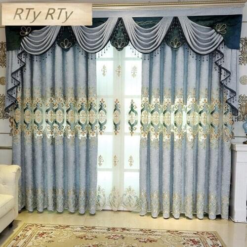 Bedroom European Curtains for The Living Room Window Shading gray brown Cloth of Dining Key Luxury tulle Style Sleeping room