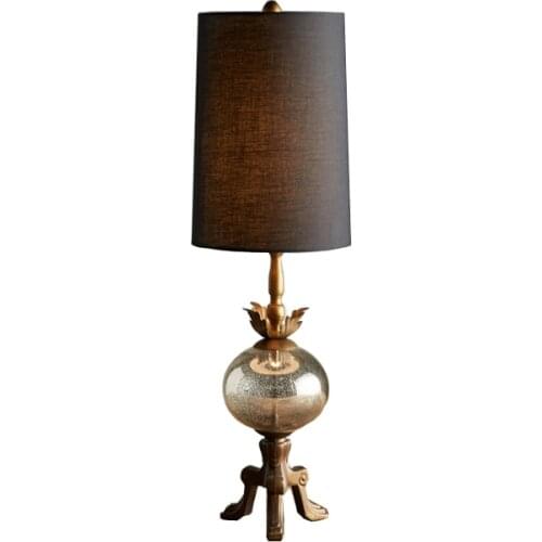 French country retro wood art glass table lamp living room restaurant hotel lobby decorative table lamp
