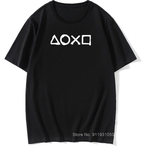 Men Free Shipping new cotton t shirt Playstation Buttons casual t-shirt mens top tees