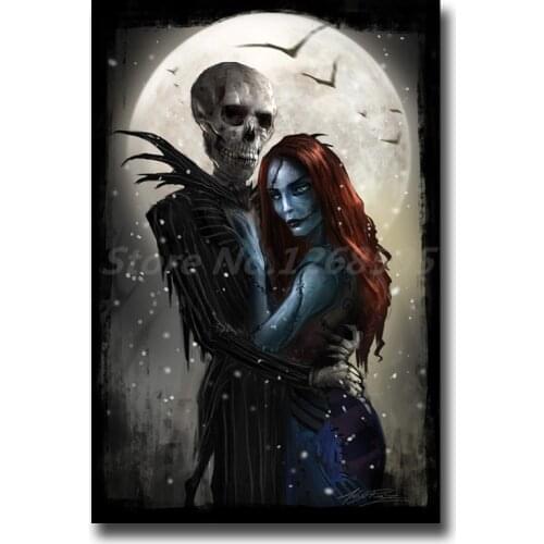 Jack And Sally Tim Burtons Nightmare Before Christmas HD Art Canvas Poster Painting Wall Picture Print Home Bedroom Decoration