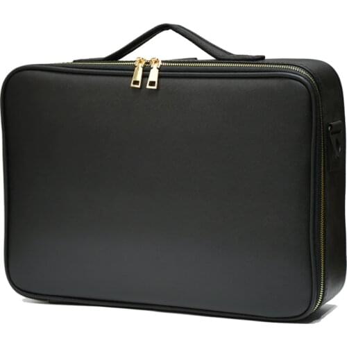 New PU Leather Cosmetic Bag Golden Zipper Make Up Box Large Capacity Storage Handbag Travel Insert Toiletry Makeup suitcase