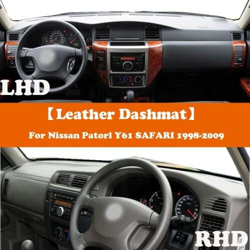 Leather Dashmat Accessories Car-Styling Dashboard Covers Pad Dash Mat Sunshade For Nissan Patrol ST Y61 4800 GRX GR V G5 1999