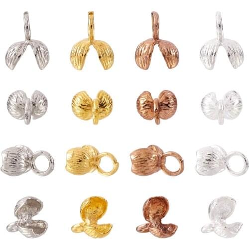 10pcs Brass Clamshell Knot Covers Bead Tips Fitting Ball Chain Calotte Ends Crimps Beads Connector for Jewelry Making Supplies