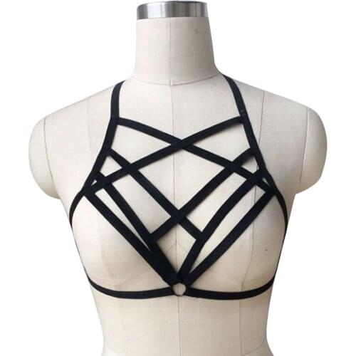 Fashion Women Body Bra Harness Sexy Black Body Strap Adjusting Straps Safety Belt Underwear