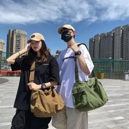 2021 New 4 Colors Canvas mens black shoulder bags Solid white crossbody bag Vintage Casual Mens small bag high quality man bag