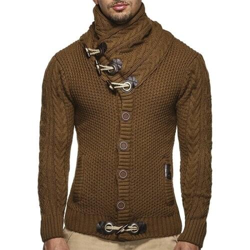 MORUANCLE Mens Autumn Winter Turtleneck Sweaters Fashion Knitted Cardigan For Male Streetwear Tops Outerwear 2021 New