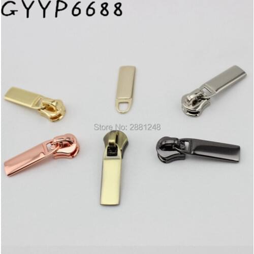 10-30pcs 6 colors 5# Nylon metal Zipper Pulls zipper Head Repair Replacement slider Plating accessory for bags Zipper Sliders