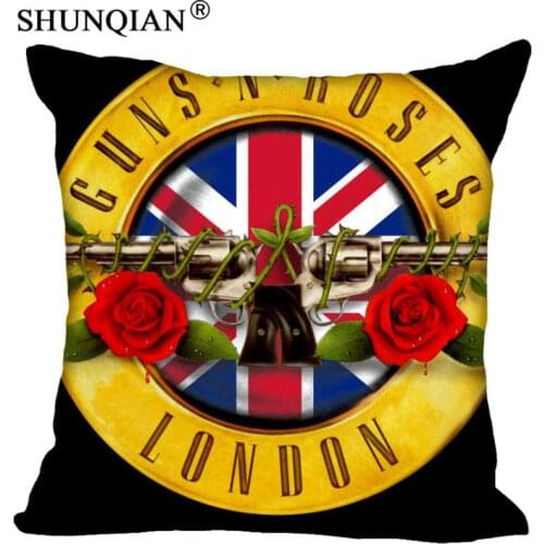Guns and Roses Pillowcase Square Zippered Home Decorative Pillow Cover Wedding Custom Gift For Two Sides Printed