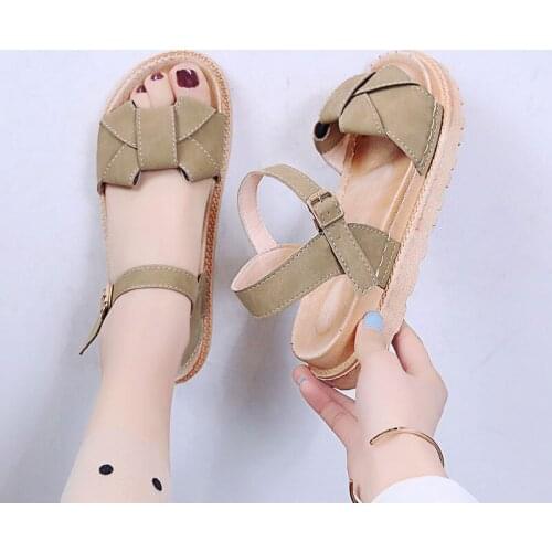 New Womens Sandals Summer Womens New Pu Flat Sandals Slippers Beach Sandals 2021 New Womens Buckle Sandals