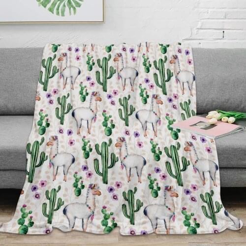 BIGHOUSES Llama Llamarama Cactus Throw Blanket Warm Microfiber Blanket Flannel Blanket Bedroom Decor Blankets For Beds