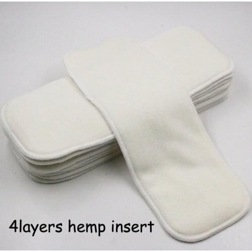 Pororo new coming 4 layers organic hemp insert for reusable cloth diaper, super absorbent hemp diaper inserts for baby nappies