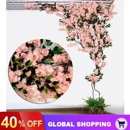 Multi-style Artificial Flower Cherry Blossom Branch Home Ceiling Rattan Landscaping Wedding DIY Arch Decor