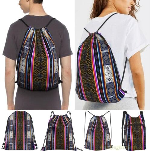 Men Sackpack Strap Bags Shipibo Pattern Women Purpose Drawstring Backpacks Outdoor Travel Backpacks For Gym Training Fitness Bag