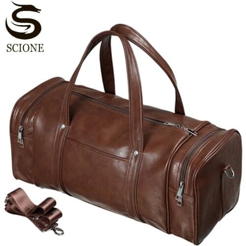 Unisex Travel Bags PU Leather Handbags Large Capacity Luggage Bag Portable Duffle Fitness Bag Casual Sports Gym Bags 2021 XA248M