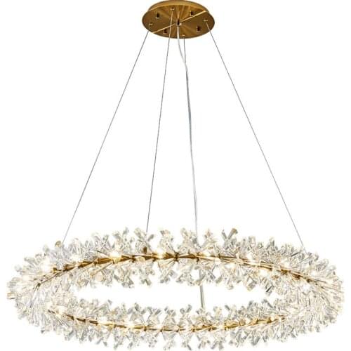 LED Postmodern Crystal Lucky Ring Designer LED Chandelier Lighting Lustre Suspension Luminaire Lampen For Dinning Room