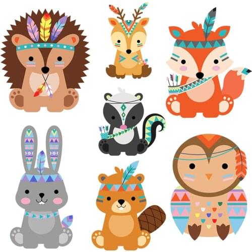 DIY Cartoon Animal Heat Transfer Sticker For Vogue Girl Clothing Patch 1 Piece. T370