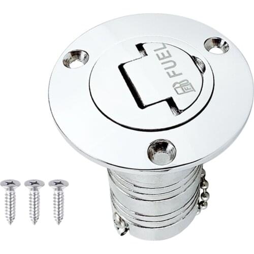 Universal Boat Deck Gas Filler Keyless Cap 1-1/2' Silver Replacement Cap Boat Accessory