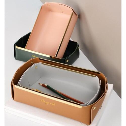 Tear Resistant Fashion Folding Desktop Storage Box Rectangle Jewelry Tray Detachable for Living Room