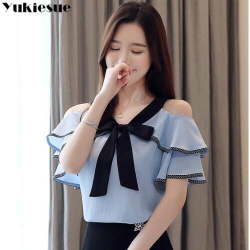 Off shoulder top 2019 summer short sleeve shirt blouse for women blusas womens tops and blouses chiffon shirts plus size