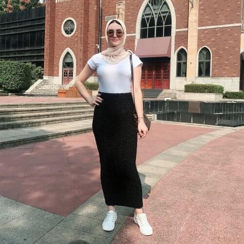 Dubai Arab Muslim knit Pencil Skirt Women High Waist Strech Bodycon Hips Long Skirts Middle East Turkish Abaya Islamic Clothing