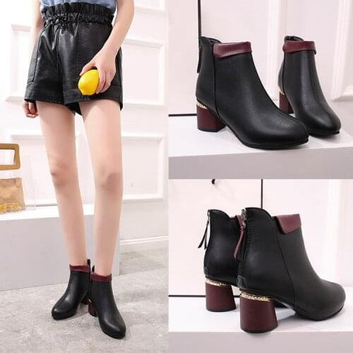 Womens boots rubber boots round toe boots womens shoes zipper winter shoes platform platform luxury designer heels35-42