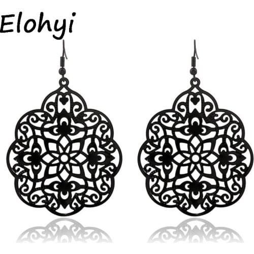 ELOHYI Women Boho Brincos Originality Trendy Retro Hollow Totem Drop Earrings For Women Elegant Design Jewelry Wholesale