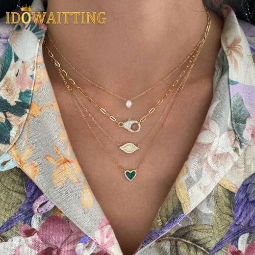 Women Fashion Lobster Full CZ Paved 100% 925 Sterling Silver Classic Paper Clip Link Chain Lobster Charm Choker Necklace Jewelry