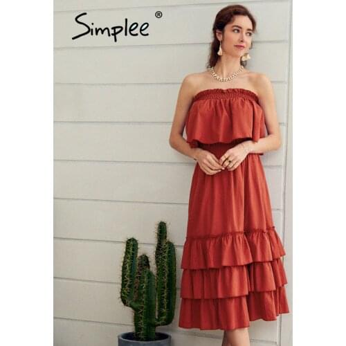 Simplee Two-Piece White Strapless Split Dress Ruffle Sleeveless Long Dress Women Elegant Party Dress Vestidos 2020