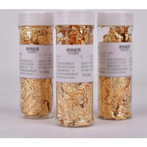 1PCS Edible Grade Genuine Gold Leaf Schabin Flakes 2g 24K Gold Decorative Dishes Chef Art Cake Decorating Tools Chocolate