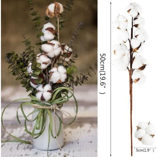 10Heads White Cotton Flowers Naturally Dried Artificial Floral Plants For Wedding Party Home Decor DIY Christmas Wreath Supplies