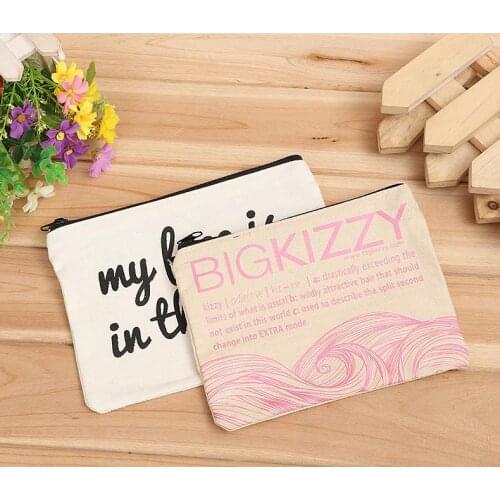 300pcs blank canvas zipper Pencil cases pen pouches cotton cosmetic Bags makeup bags Mobile phone clutch bag custom logo SN2080