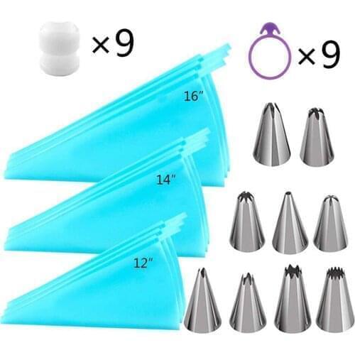 36pcs Icing Piping Cream Pastry Bag Stainless Steel Nozzle Converter Kitchen Baking Pastry Cake Decorating Tools