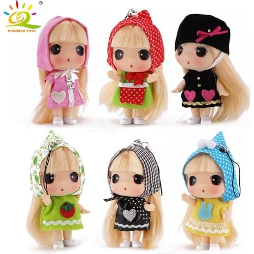 9cm Mini Dressing Up Ddung Dolls Korean Anime Simulation Gold Hair Joint Body Cute Baby Children Bag Pendant Toys For Girls Gift