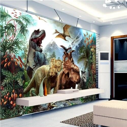 Beibehang murals wall paper Large Dinosaurs photo custom Sticker room sofa TV background wall painting wallpaper for walls 3d