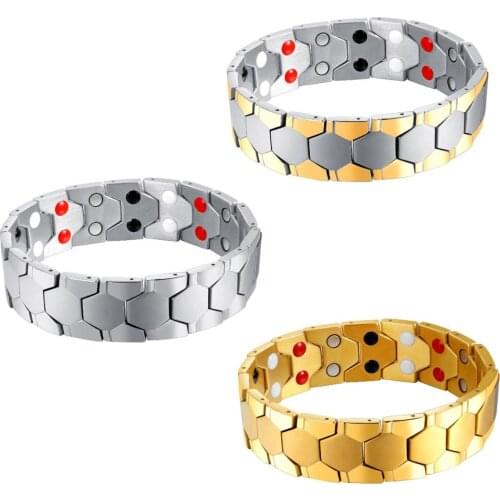 Punk Power Energy Bracelet Bangle for Men Stainless Steel Magnetic Jewelry Gift