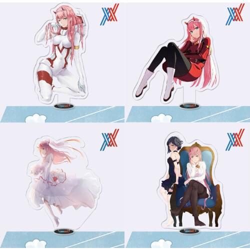 Anime DARLING In FRANXX Acrylic Keychain Kawaii ZERO TWO Cartoon Stand Figure Model Plate Key Chain Desktop Accessories Llaveros