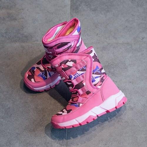 Kids shoes Russia Winter Childrens Snow Boots Boys Girls Fashion Waterproof Warm Shoes -30 Degree Kids Thick Mid Non-slip Boots