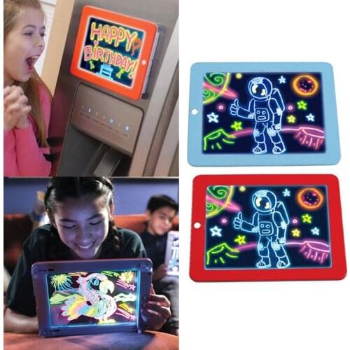 Drawing Toys for Children 3D Magic Pad LED Light Luminous Board Intellectual Developmen Kids Educational Painting Learning Tools