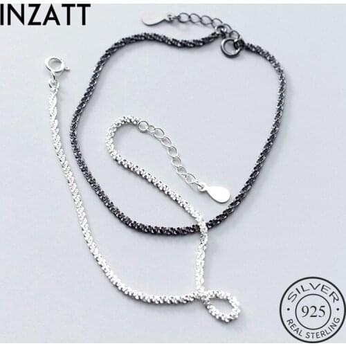 INZATT Real 925 Sterling Silver Minimalist Bracelet For Charming Women Party Bohemian Fine Jewelry Hiphop Accessories Gift