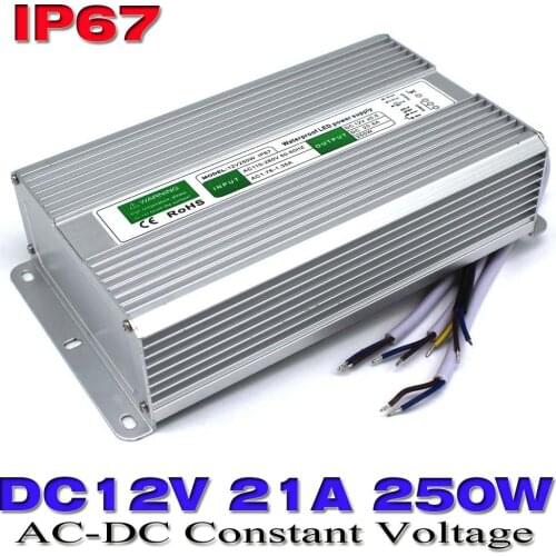 Power Supply DC 12V Waterproof ip67 DC12V 21a 250W Power Driver Transformer 185-265V AC-DC SMPS For Outdoor Lighting Equipment