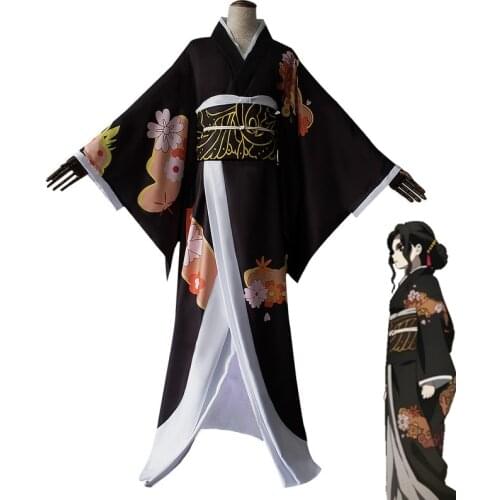 Anime Demon Slayer Kibutsuji Muzan Cosplay Kimono Transsexual Uniform Transgender Costume Suit Props Halloween Party Convention