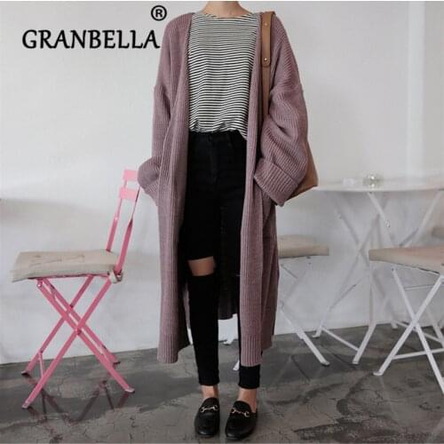 2020 Fashion New Women Long Sleeve Sweater Coat Cardigan With Pocket Loose Knitted Casual Oversized Female Sweater Coat