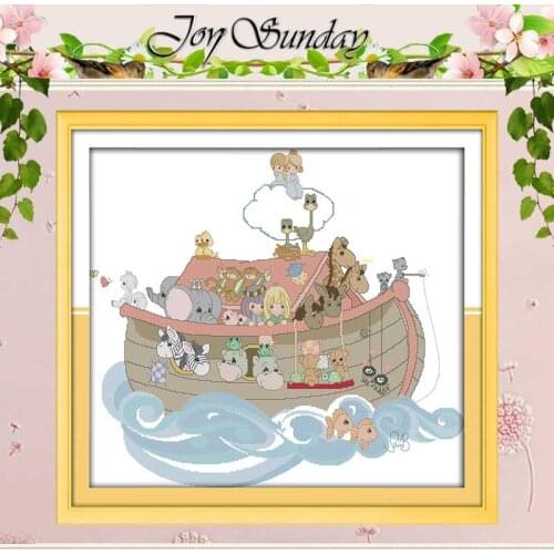 Noahs Ark Cartoon Painting Counted Cross Stitch 11CT 14CT cartoon Cross-Stitch Kit Handmade Home Decor Embroidery Needlework