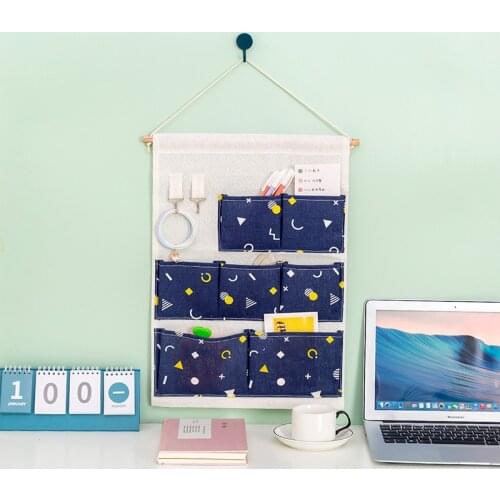 New Hemp Series Multi Pocket Hanging Bag Multifunctional Door Rear Storage Wardrobe Accessories Can Be Hung On The Wall