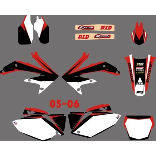 New Style (0092 Red&White) TEAM GRAPHICS&BACKGROUNDS DECALS STICKERS Kits for Honda CRF450 2005-2006