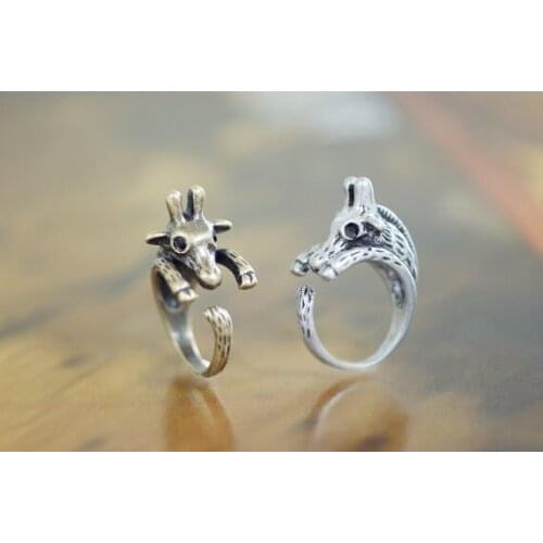 Wholesale New Retro Antique Silver Plated Giraffe Ring Animal Wrap Knuckle Rings Gift Idea for Best Friends