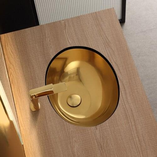 35*42cm gold 304 stainless steel oval undercounter basin single basin embedded black washbasin sink
