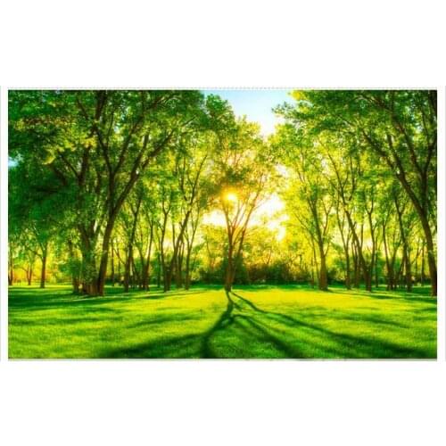 Custom 3d wallpaper Non-woven The sitting room 3 d TV setting wall green forest scenery wallpaper