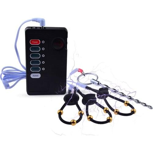 Electric Shock Penis Stimulator Cock Ring Anal Vibrator Urethra Sounding Plug Penis Erection Massager Medical Theme Male Sex Toy