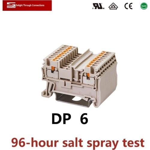 DINKLE DP 6 Spring-cage Connection Feed-Through Wiring Return Pull Plug Wire Electrical Connector Din Rail Terminal Block ST 6